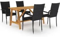 Set Mobili da Pranzo per Giardino 5 pz Nero cod mxl 42202