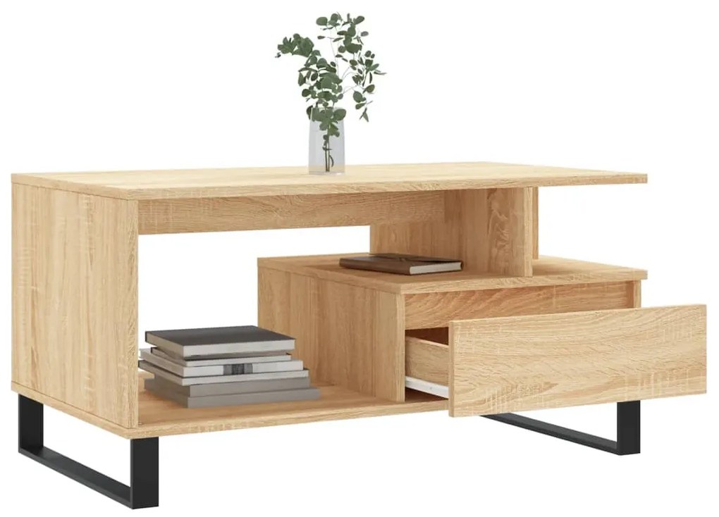 Tavolino da salotto rovere sonoma 90x49x45 cm legno multistrato