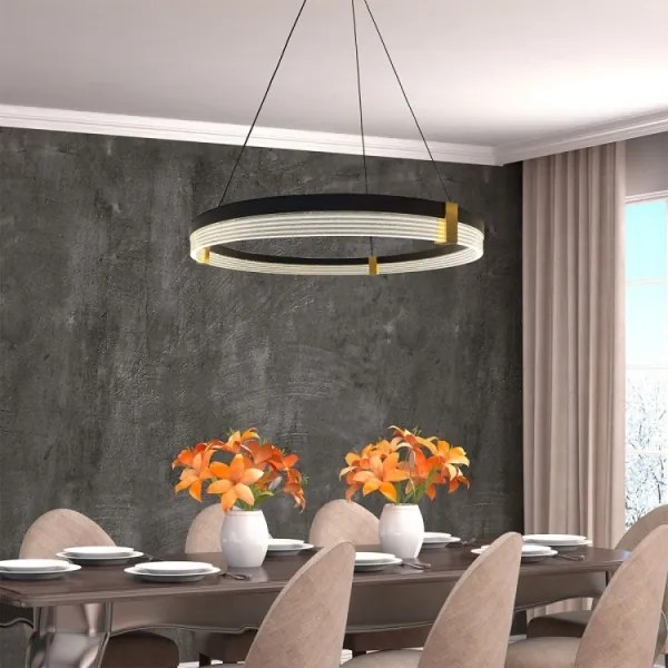 Lampadario a sospensione LED su cavo TRIANGLE LED/40W/230V 3000/4000/6000K Ø 60 cm nero