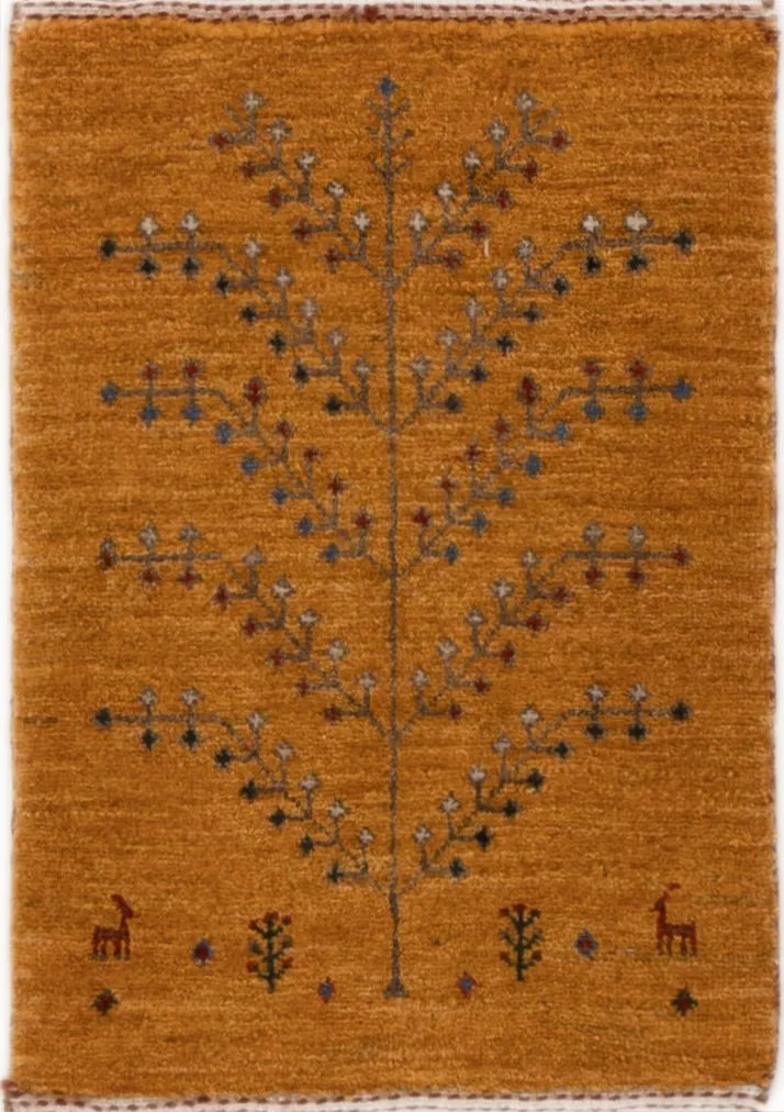 Loribaft Tappeto 40x60 Giallo (Iran) Annodato A Mano