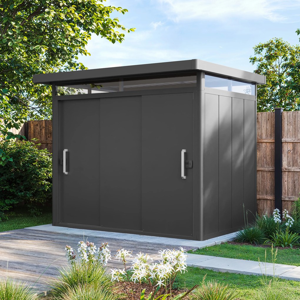 PRIMEYARD Casetta da giardino 263 x 180 cm, antracite - (GFPV01002)