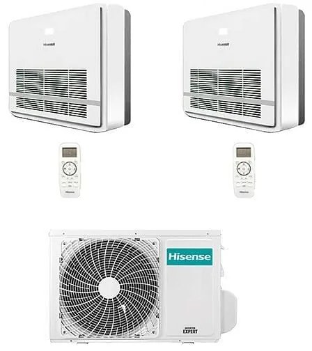Climatizzatore Condizionatore Hisense Console Serie Turbo R32 Dual Split Inverter 9000 + 9000 BTU con U.E. 2AMW42U4RGC NOVITÁ Classe A++/A+