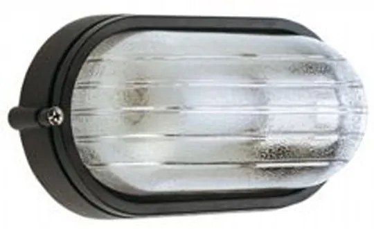 Applique Esterno Grande Industriale Ovale Alluminio E Vetro Nero 1 Luce E27