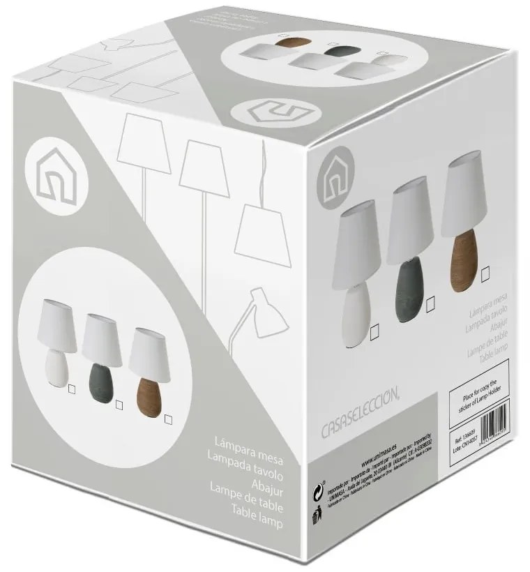 Lampada da tavolo in ceramica marrone con paralume in tessuto (altezza 27,5 cm) - Casa Selección