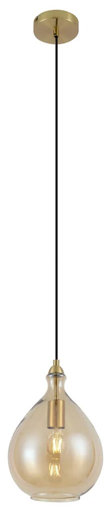 Lampada a sospensione moderna oro con vetro ambrato - Traditional