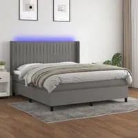 Letto a Molle Materasso e LED Grigio Scuro 180x200cm in Tessutocod mxl 116957