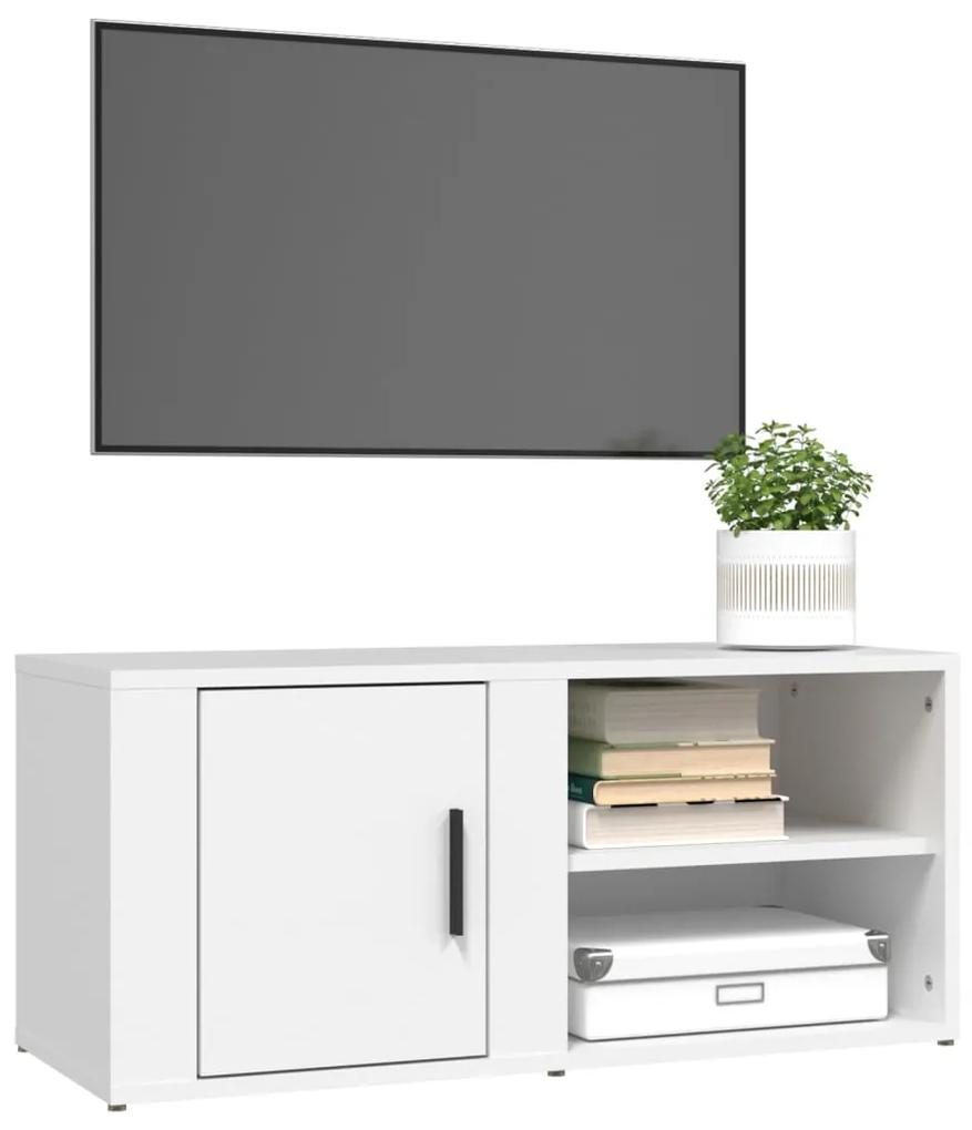 Mobile porta tv bianco 80x31,5x36 cm in legno multistrato