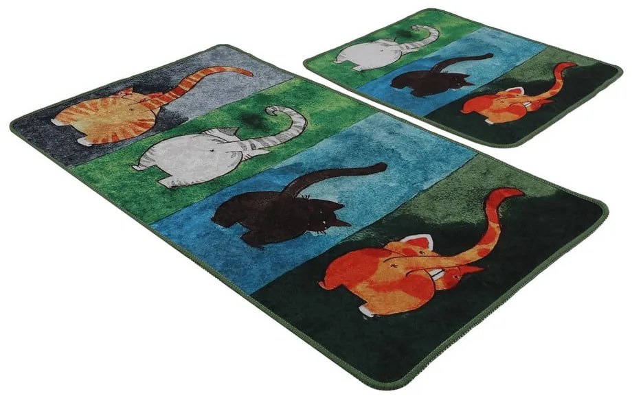 Set di tappetini per il bagno 2 pz 60x100 cm Gatto Carino – Foutastic