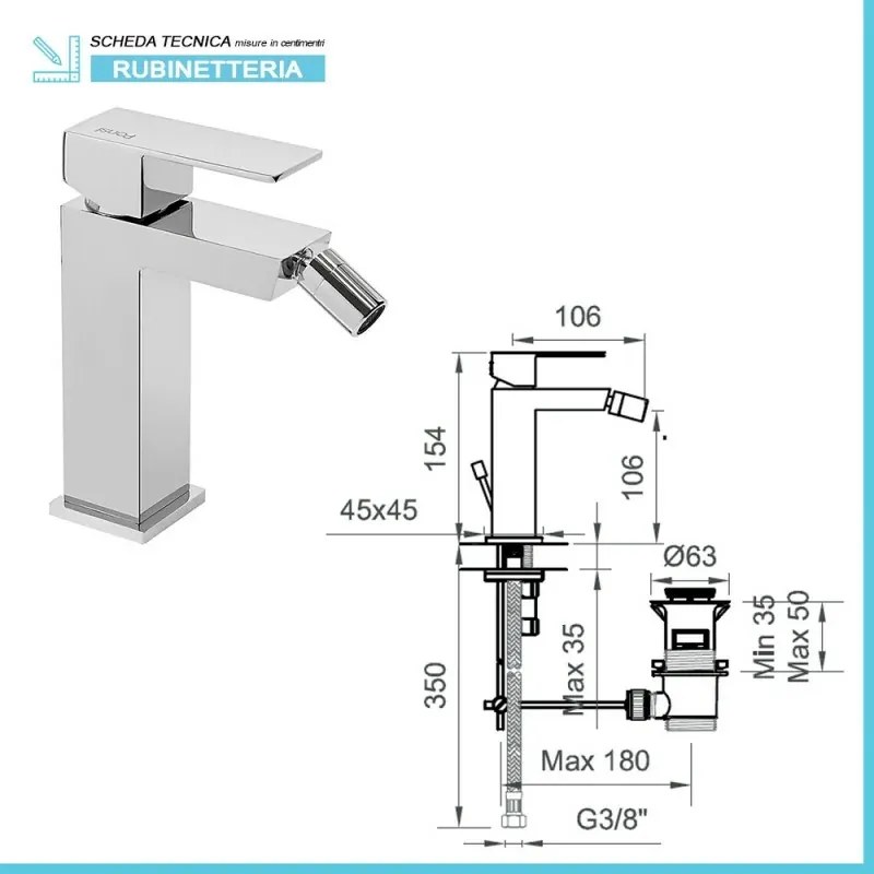 Set miscelatori lavabo bidet e doccia 3 vie cromati serie Italia