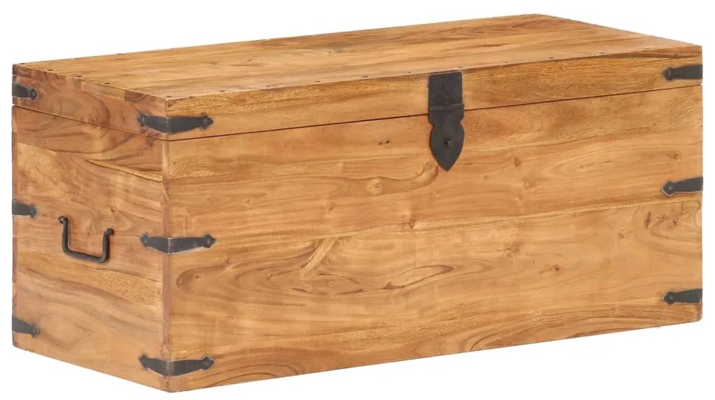 Baule 90x40x40 Cm İn Legno Massello Di Acacia /