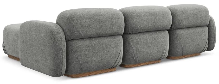 Divano angolare componibile grigio con rivestimento in bouclé Ailani – Makamii