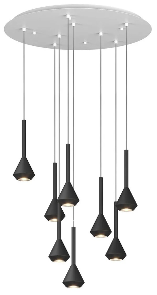 Lampadario Moderno Aygo Metallo Bianco Nero 8 Luci Gu10