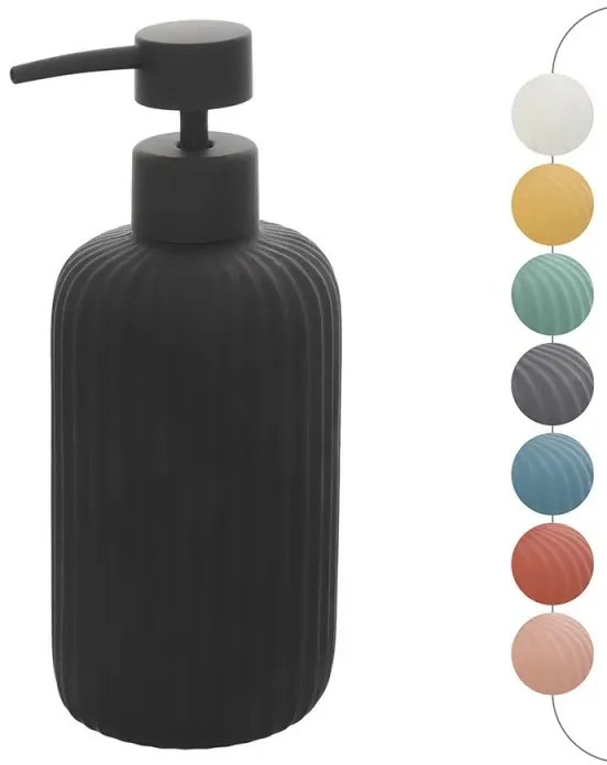 Dispenser sapone nero in ceramica soft touch capienza 330 ml Spring