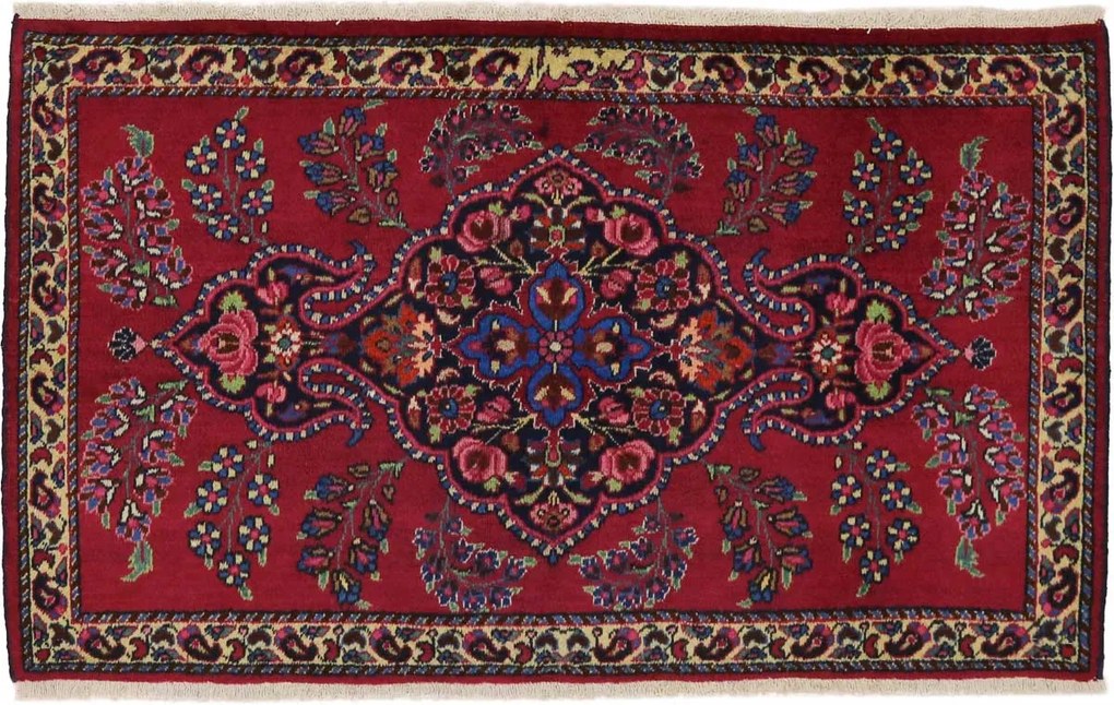 Sarouk Tappeto 80 x 130 Rosso (Iran) Annodato A Mano
