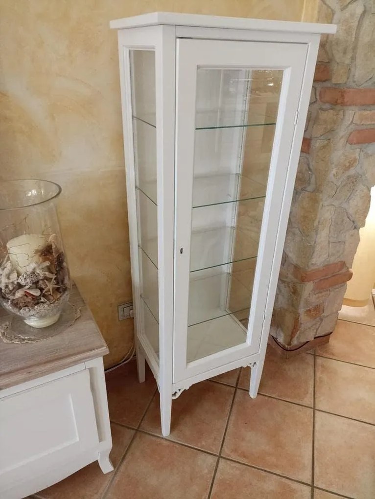 Vetrina classica in legno  bianco opaco 50x34x140 cm