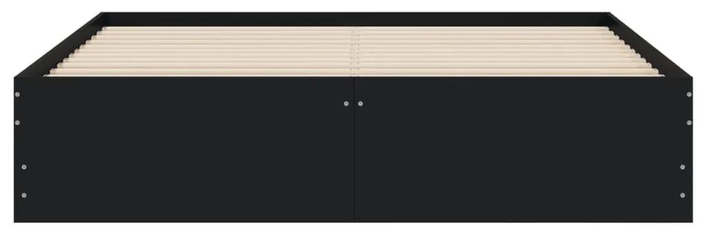 Giroletto con Cassetti Nero 140x190 cm in Legno Multistrato