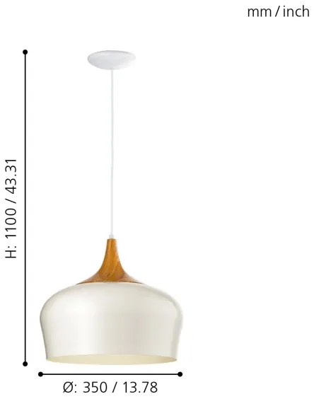 Eglo 95383 - Lampadario OBREGON 1xE27/60W/230V