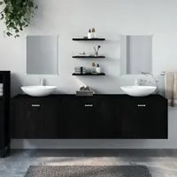 Set Mobili da Bagno 6 pz Nero in Legno Multistratocod mxl 88636