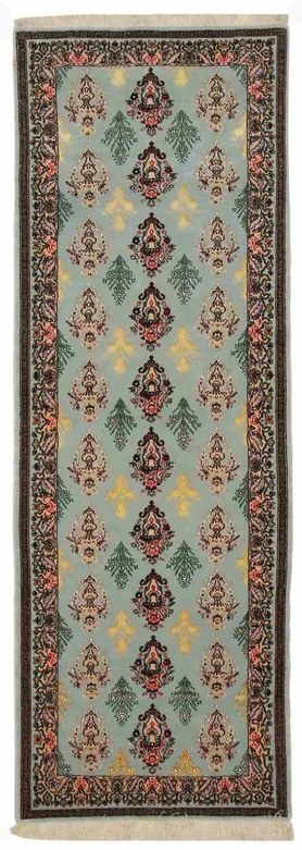 Isfahan Tappeto 80 x 220 Blu (Iran) Annodato A Mano