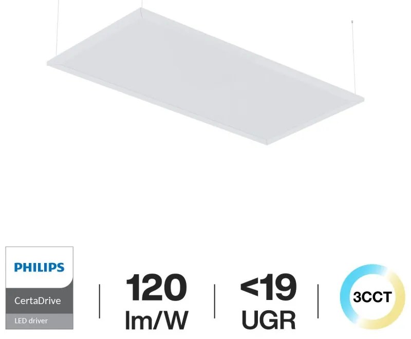 Pannello LED a Sospensione 60x30 32W, UGR19, CCT - Philips CertaDrive Colore Bianco Variabile CCT