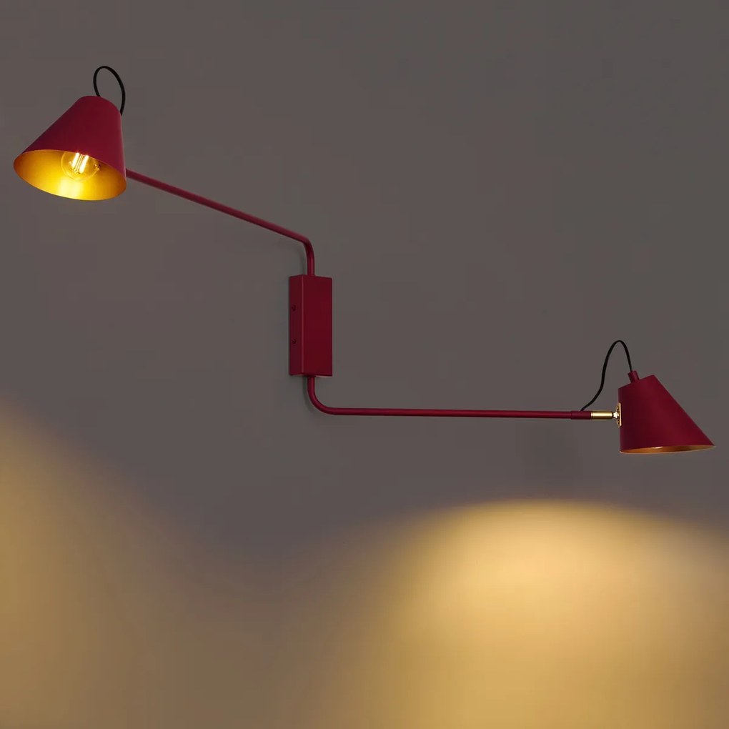 Lampada da Parete Moderna Viola con Interno Dorato Orientabile 2 Luci - Lune