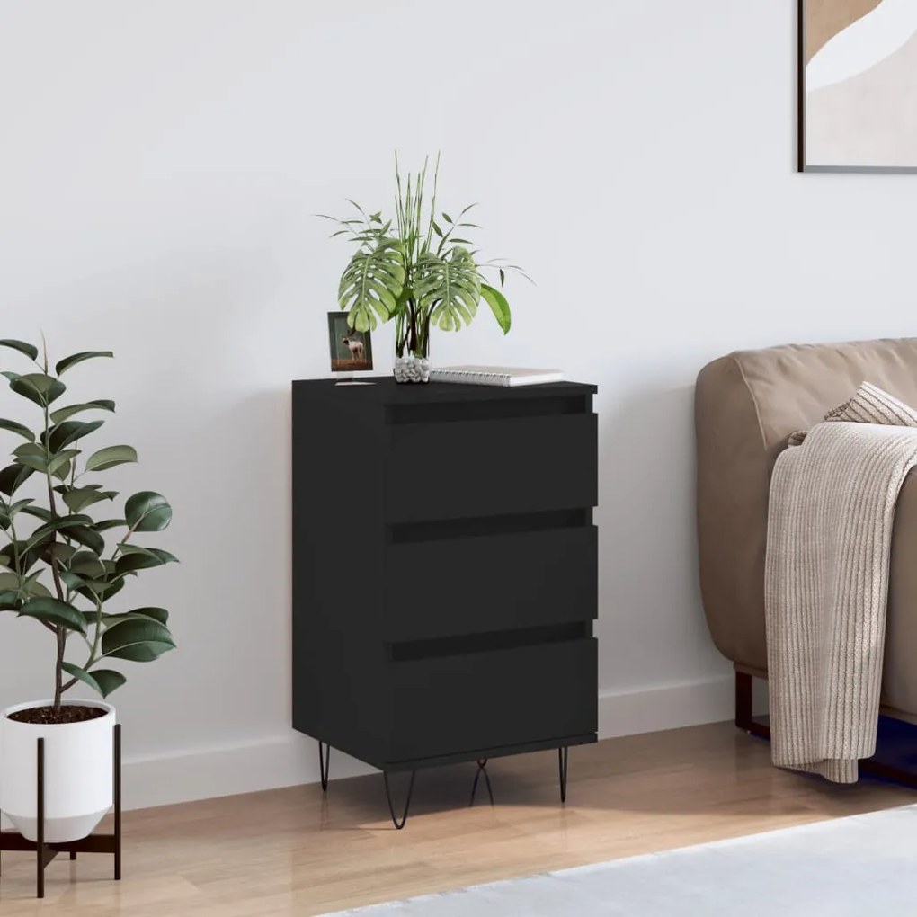 Credenza Nera 40x35x70 Cm İn Legno Multistrato /