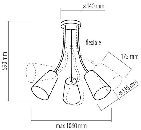 Lampadario a sospensione con supporto rigido WIRE COLOUR 3xE27/60W/230V