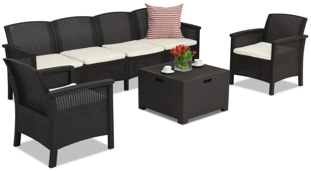 Set divani in polyrattan Venezia Coffee Box Max 6 Bica marrone