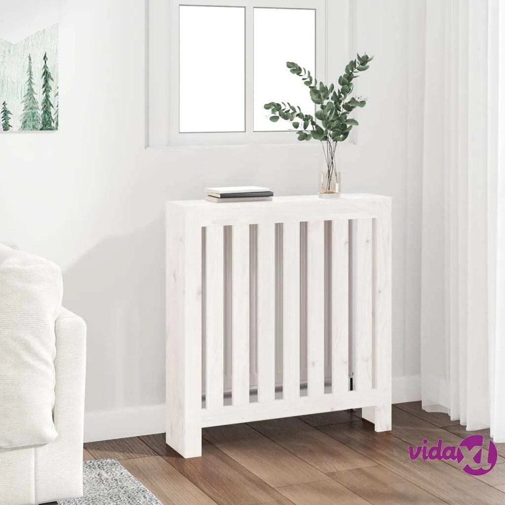 vidaXL Copertura Termosifone Bianca 79,5x19x84 cm Legno Massello Pino