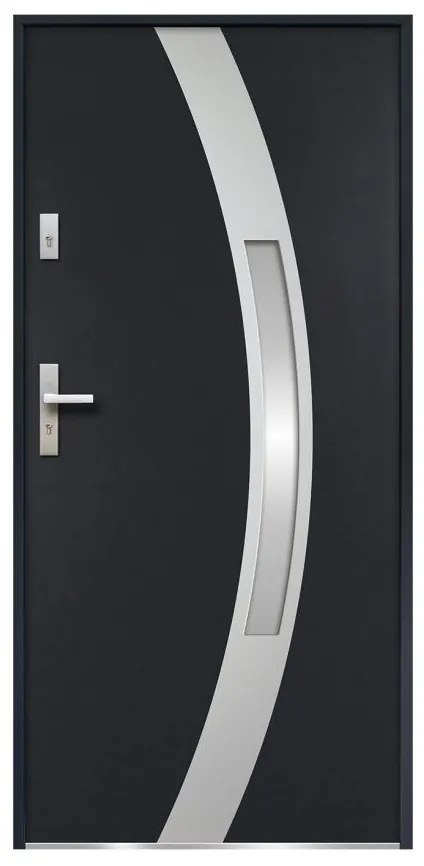 Porta d'ingresso apertura a destra H207 x L100 cm in Acciaio smaltato e Inox Antracite - TROFA