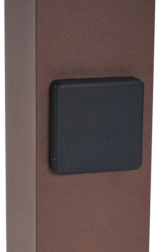 Paletto da esterno industriale marrone ruggine con vetro fumé 70 cm con sensore crepuscolare IP44 - Denmark