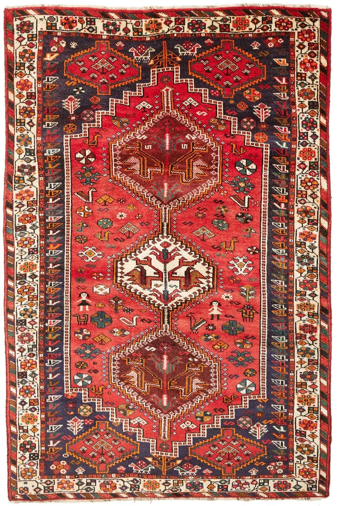 Shiraz Tappeto 250 x 170 Rosso (Iran) Annodato A Mano