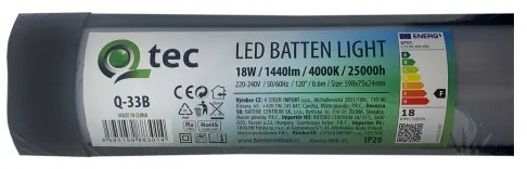 Lampada LED sottopensile QTEC LED/18W/230V 60 cm nero