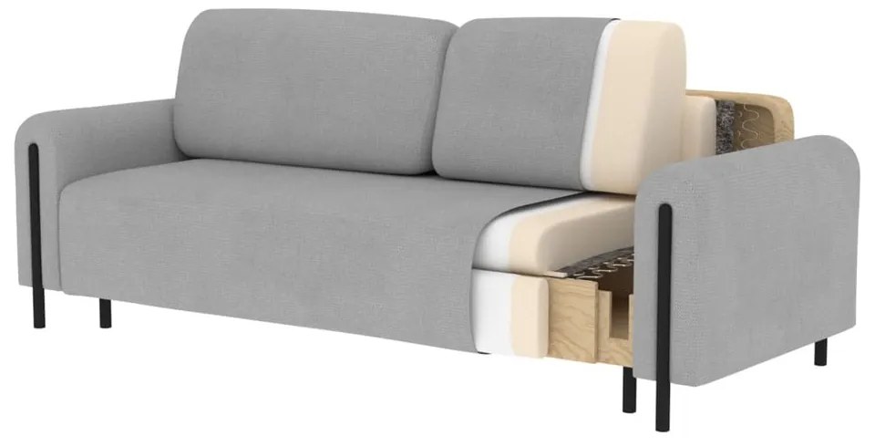 Divano avorio allungabile/con contenitore e rivestimento in bouclé 244 cm Arcadova – ELTAP