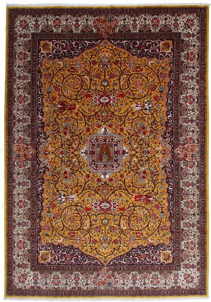 Tabriz Tappeto 500x350 Beige (Iran) Annodato A Mano