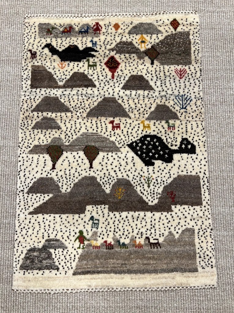 Gashguli Tappeto 90x60 Beige (Iran) Annodato A Mano