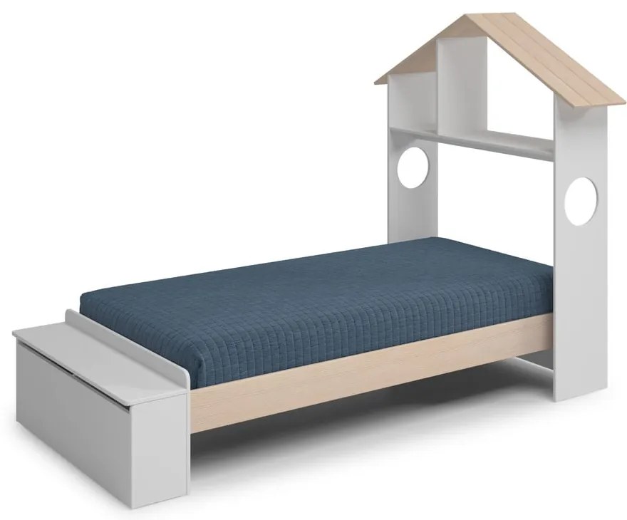 Letto per bambini in pino bianco/naturale con contenitore 90x190 cm Odessa - Marckeric