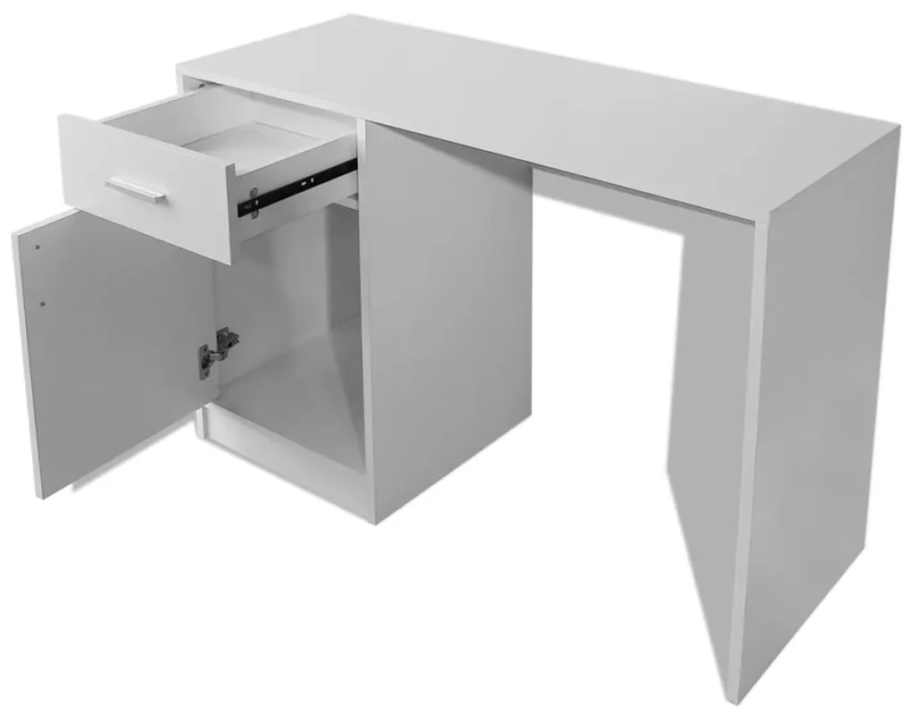 Scrivania con cassetti e anta bianca 100x40x73 cm