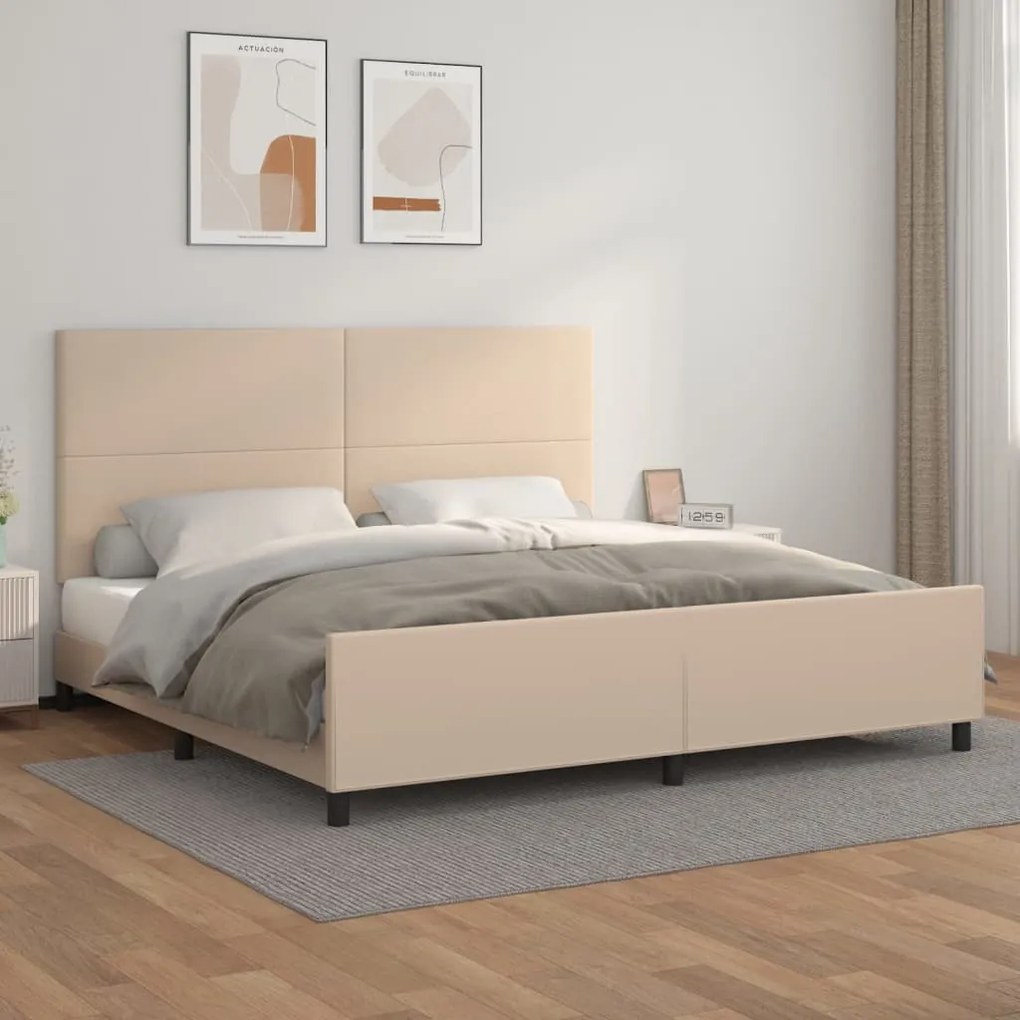 Giroletto Con Testiera Cappuccino 200x200 Cm İn Similpelle /