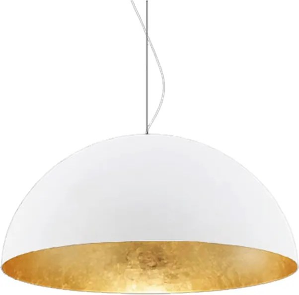 Lampadario Glamour Venice bianco paralume bianco e oro E27 Ø60cm LUMICOM