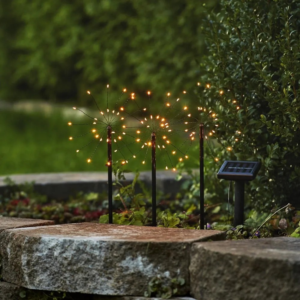 Illuminazioni esterne in set LED con alimentazione a pannelli solari con picchetto 3 pz (altezza totale 40 cm) Firework – Star Trading