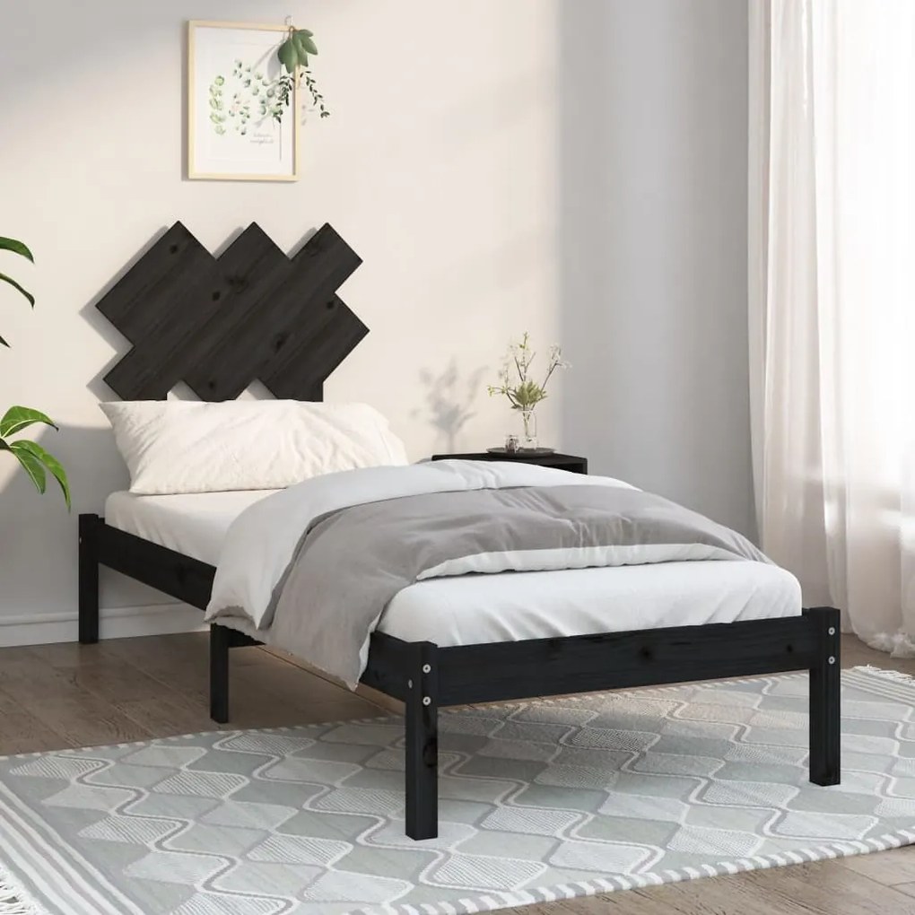 Giroletto Nero 75x190 Cm Small Single İn Legno Massello /