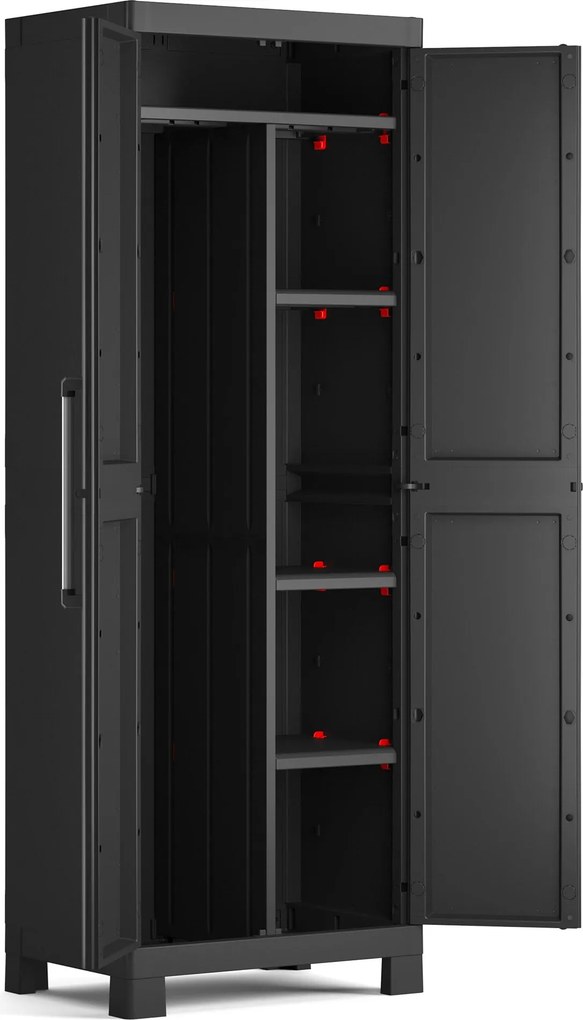 Armadio in Resina 4 Ripiani 65x45x182 cm Keter Detroit Portascope Nero...