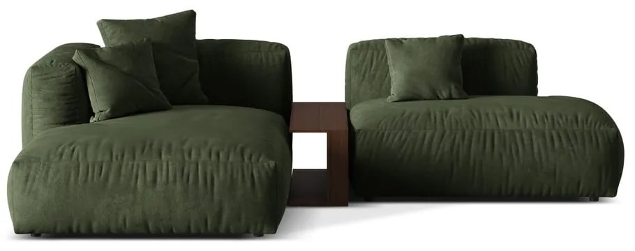 Divano angolare componibile verde (con penisola a sinistra/con chaise lounge) con rivestimento in velluto Martina – Micadoni