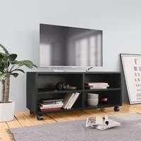 Mobile TV con Ruote Nero 90x35x35 cm in Legno Multistrato 800181