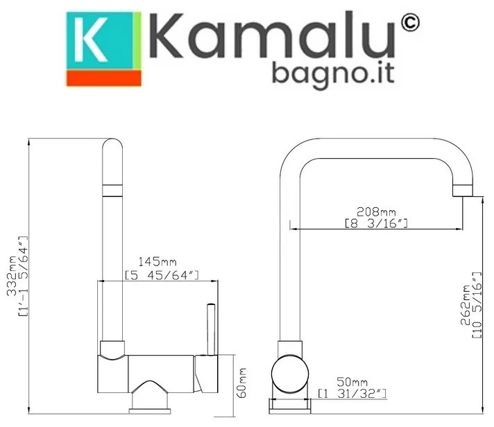 Kamalu - miscelatore cucina pieghevole e finitura cromata | kam-090