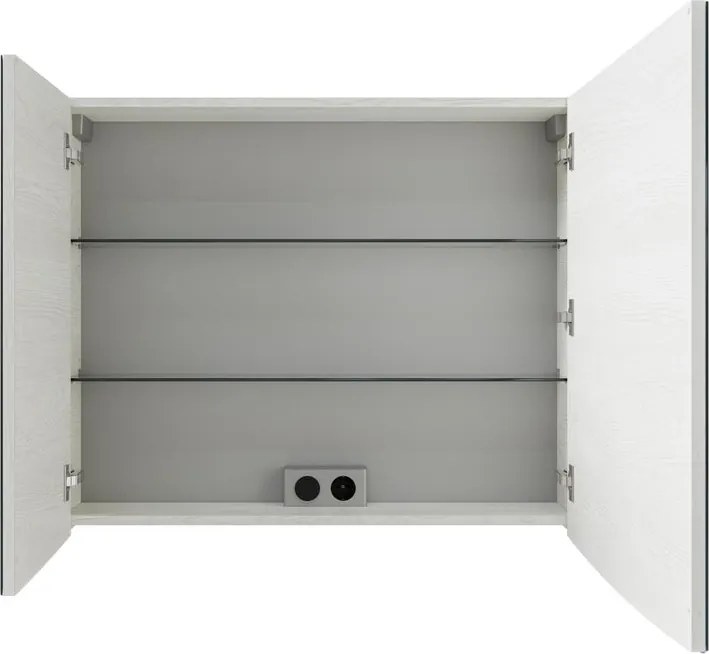 Specchio Contenitore Con Illuminazione PELIPAL rovere bianco L 85 x H 70 x P 17 cm, completo di presa ed interuttore