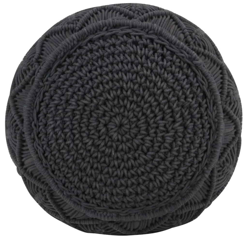 Pouf lavorato a mano macramé antracite 45x30 cm in cotone