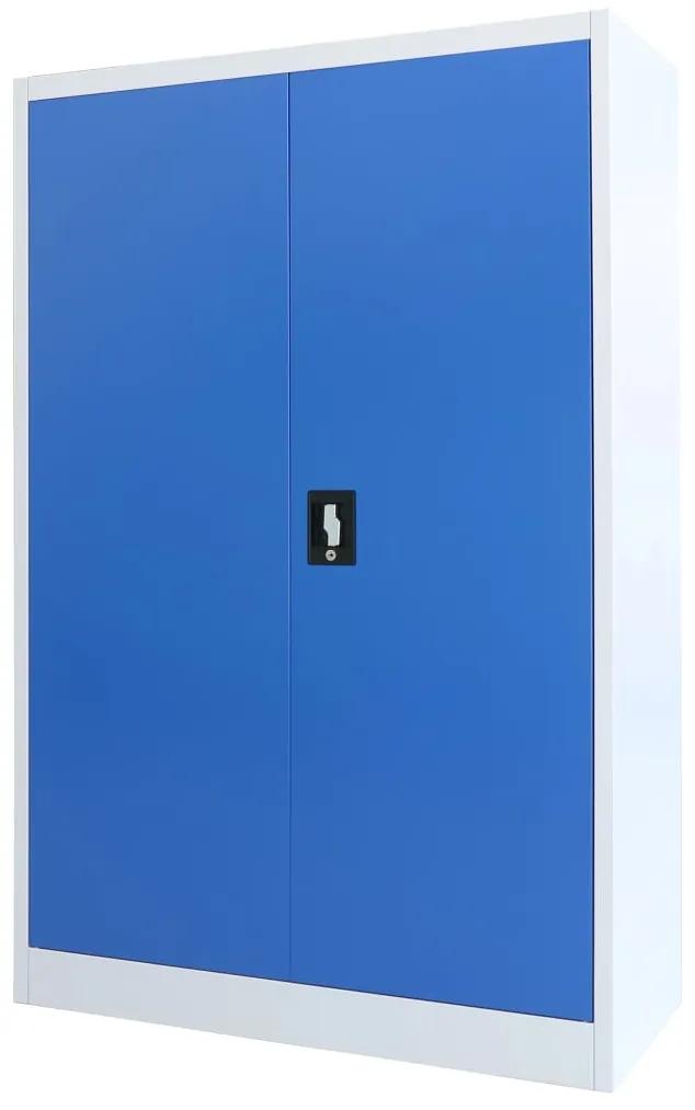 Armadio per ufficio in metallo 90x40x140 cm grigio e blu