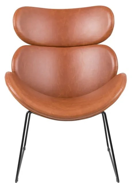 Poltrona in similpelle marrone con gambe nere Cazar - Actona